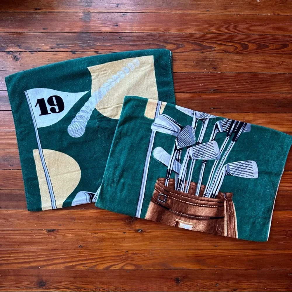 Vintage 90s Hilasal 19th Hole golf towels set of 2